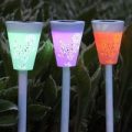 LED solcellelampe Butterfly 3 i et sæt med RGB-lys