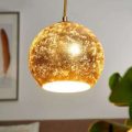 Hængelampe Vanity af glas med særligt look, guld