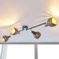 Loftlampe Lynette, sort-guld, 4 lyskilder, lang