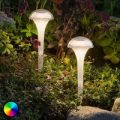 Farverig LED solcellelampe Assisi med jordspyd