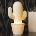 Hvid bordlampe Cactus af keramik