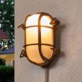 Oval væglampe Bengt til udendørs, antik messing