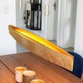 Guldfarvet LED-pendellampe Malu, 100 cm
