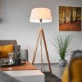 Standerlampe Thea i tekstil med massivt egestel