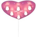 Pink loftlampe HERZ med LED-slumrelys