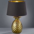 Gylden-sort tekstil-bordlampe Pineapple, 45 cm