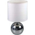 Tekstil bordlampe Noa, m. kugleformet fod, hvid