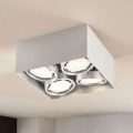 LED-downlight Rosalie, dæmpbar, kantet, 4 lys, alu